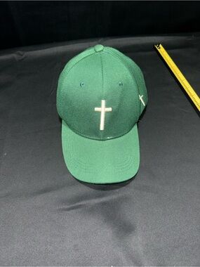 Embroidered Cross Green Baseball Cap